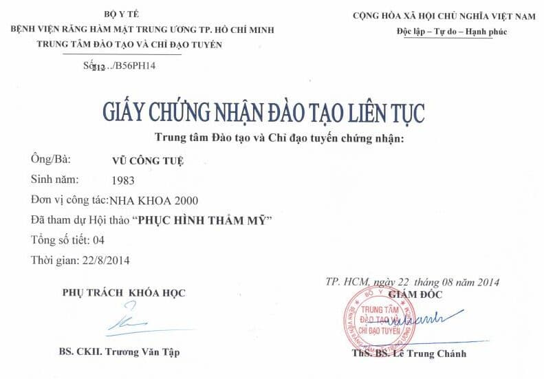 Đào tạo liên tục về Phục hình thẩm mỹ