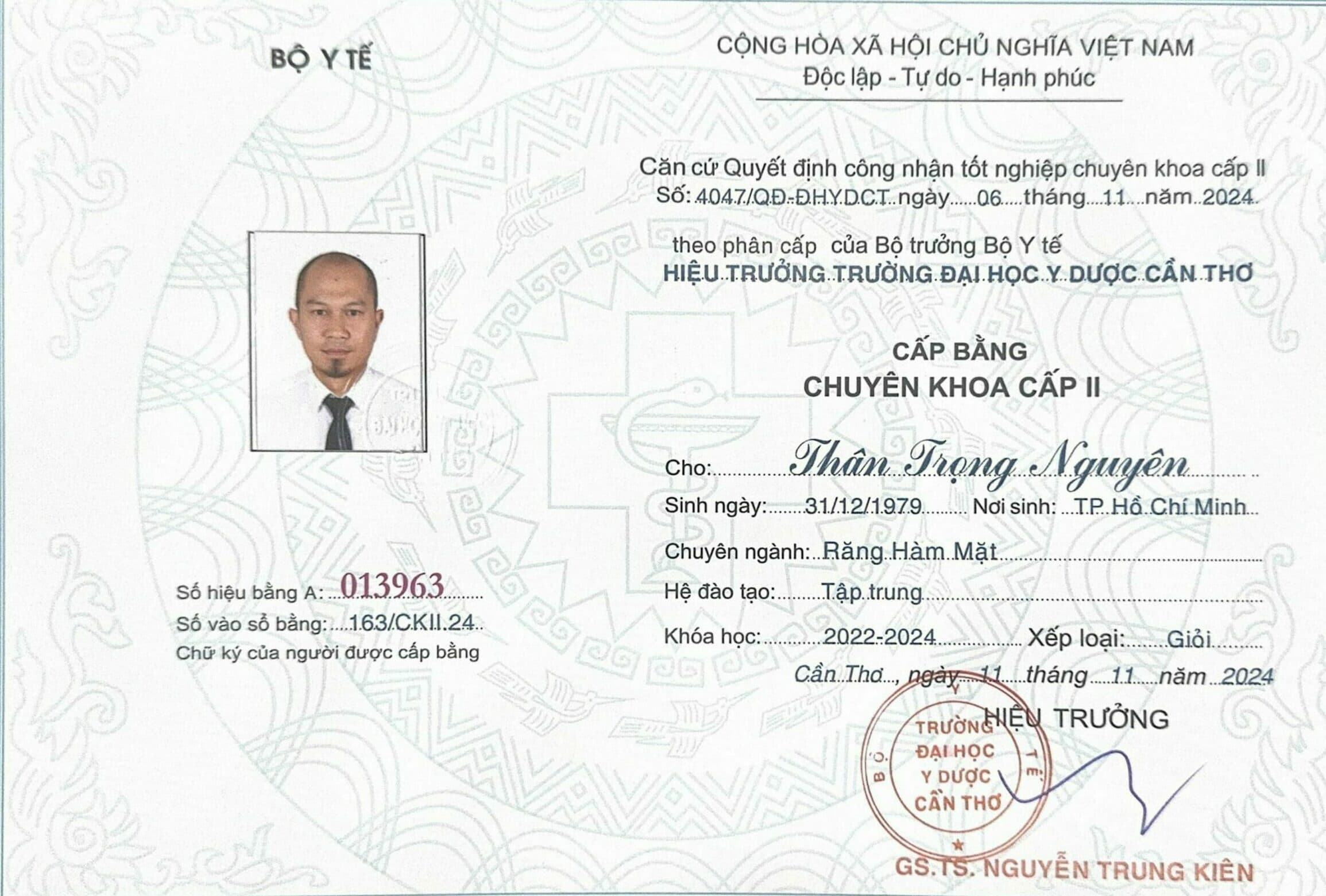 Bằng Chuyên khoa cấp II Răng Hàm Mặt