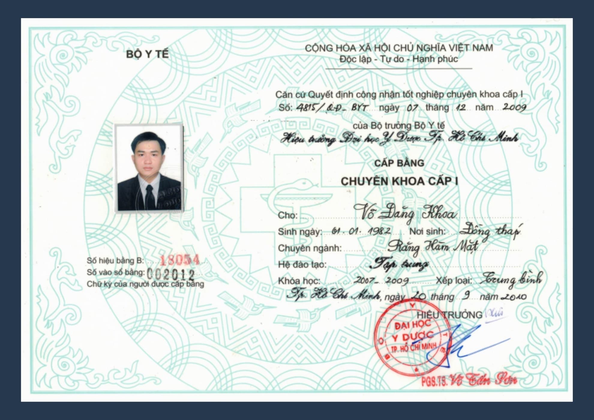 Bằng Bác sĩ Răng Hàm Mặt